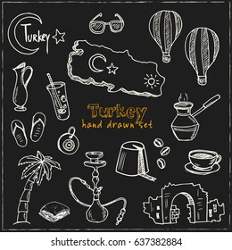 Collection with turkish doodles. Vector hand drawn illustration.