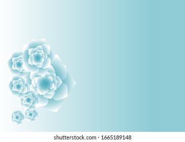 a collection of turquoise blue flowers arranged on a bright turquoise blue background