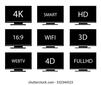 Collection of TV icons vector set. Isolated
