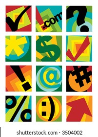 A collection of twelve business-related images.