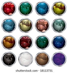 collection of twelve buttons with bubble fluid fills