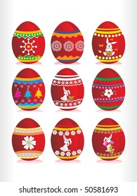 collection of twelve decorated easter eggs with white background