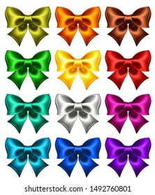 Collection of twelve festive bows is perfect for creating gift, wedding, business cards and gift vouchers