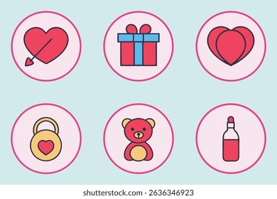 A collection of twelve meticulously crafted love and romance icons, incorporating hearts, roses, and other romantic imagery, designed using a combination of CMYK and grayscale palettes.