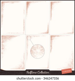Collection of twelve rough vector halftone corners. See my portfolio for all halftone collections in this series.