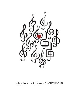 collection of twelve treble clefs isolated on white background