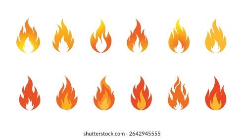  Collection of Twelve Vibrant Fire Flame Icons Perfect for Branding, Design Projects, and Web Development - Powered by Shutterstock - Get 15% off with code: PIKWIZARD15