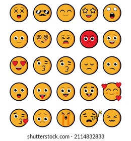 a collection of twenty cute emoticons vector