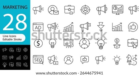 Collection of twenty four modern globe icons editable stroke for business and design
