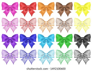 Collection of twenty polka dot bows is perfect for creating gift, wedding, business cards and gift vouchers
