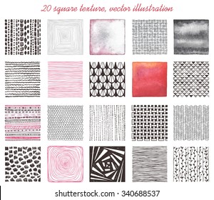 Collection of Twenty squares texture, abstraction vector illustration.