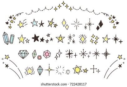 A Collection Of Twinkle And Star Elements. Hand-painted Style
