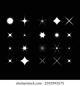 collection of Twinkle stars icon. Sparkle star, Shine and twinkle star Isolated on white background. vector illustration.
