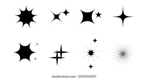 collection of Twinkle stars icon. Sparkle star, Shine and twinkle star Isolated on white background. vector illustration.