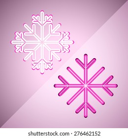 Collection of two abstract snowflakes for Christmas greeting cards, advertising and other creative designs. Editable vector with several layers. Eps 10
