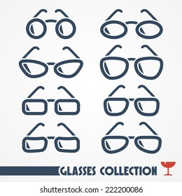 Collection of typical glasses of different shapes - web icons