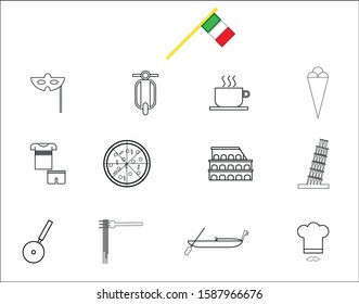 collection of typical icons of country of italy