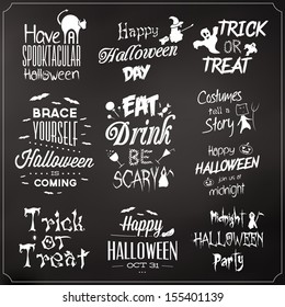 Collection Of Typographic Halloween Design / Retro Style Elements