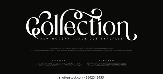 Coleção tipografia beleza moda elegante minimalista serif italic fontes decorativo casamento vintage retro logos. Logotipo de fonte de luxo mínimo alfabeto. Ilustração vetorial
