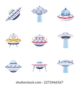 Collection of UFO Flat Icons 

