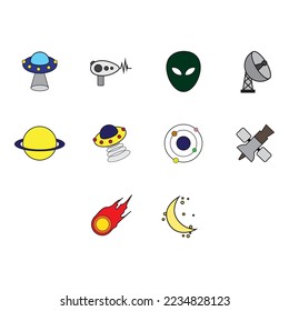 collection of ufo icon vector