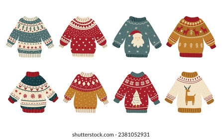 Collection of ugly Christmas sweaters