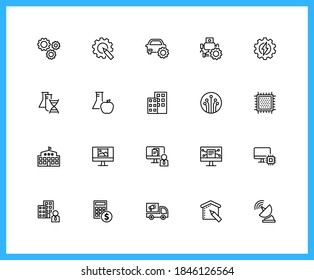 Collection of UI UX black linear icons. Education, Computer, System, Networking. Set of school curriculum symbols drawn with thin contour lines. Vector illustration.