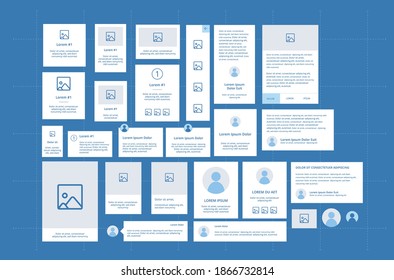 Collection of UI UX cards, user interface, call-outs, UI toast, workflow, web elements, design template