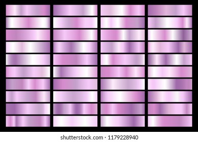 Collection of ultraviolet gradient. Brilliant plates with purple effect. Vector illustration.