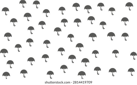 Collection of Umbrellas Scattered Pattern Design on Transparent Background