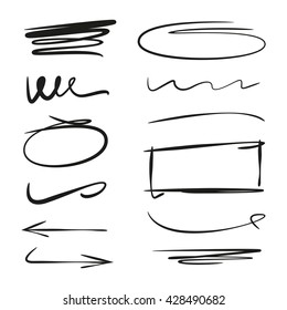 collection of underlines, brush lines, arrows for highlighting text
