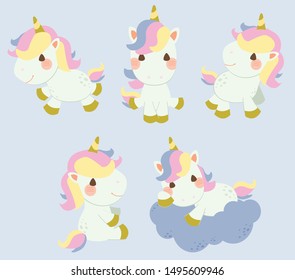The collection of unicorn in many action set in flat vector style.Graphic resource about unicorn
for graphic,content , banner, sticker label and greeting card. 