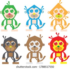 
a collection of unique apes with diagonal shapes that have different characteristics and funny faces