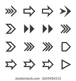 Collection of Unique arrow icons with various designs
