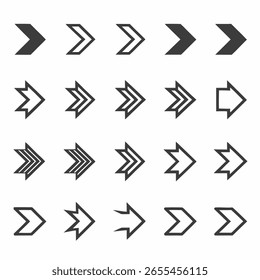 Colección de los iconos únicos de la flecha con diversos diseños