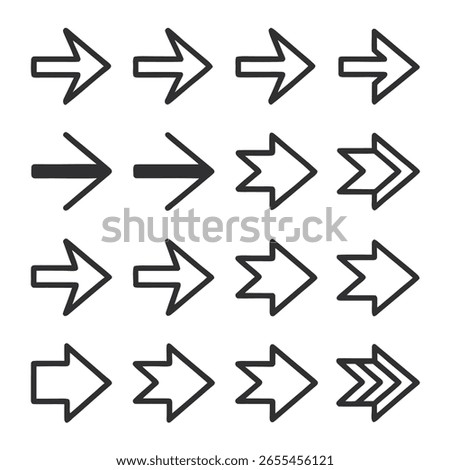 Collection of Unique arrow icons with various designs