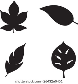 Collection of unique black leaves in vector format. Best used for eco designs, art prints, T-shirt designs, and label decoration.