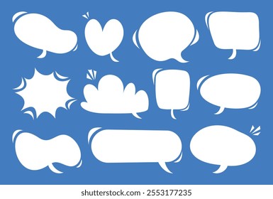 Collection of unique comic speech bubbles. Blank empty speak bubble text, message box, chatting box. Vector cartoon illustration