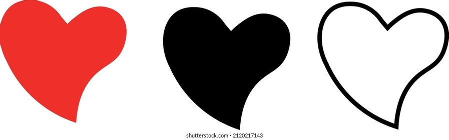 Collection of unique and cute heart illustrations, love symbol icon set, love symbol vector.