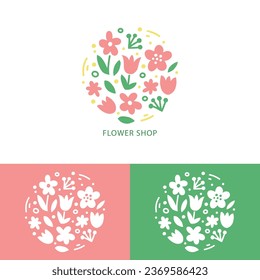 Colección de un logotipo floral único. Conjunto de identidad corporativa para una floristería, boutique de bodas, salón de belleza. Juego de vectores florales.