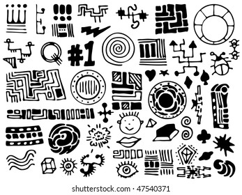 A collection of unique, hand-drawn design elements in vector format.