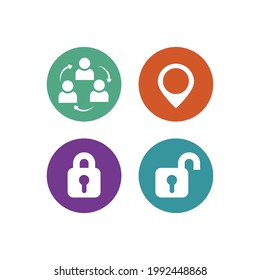 una colección de íconos únicos o diseños planos que puedan utilizarse para las necesidades de un sitio web o empresa