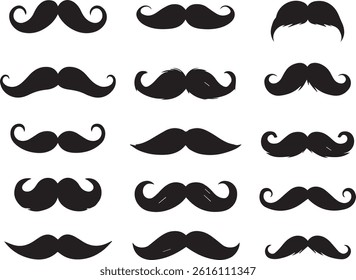 Collection of Unique Mustache Silhouettes in Various Styles