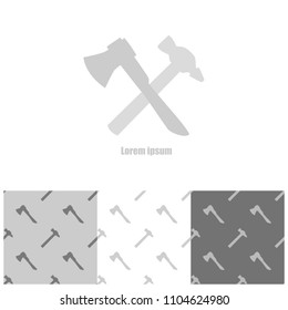 Collection of unique repair logo and three seamless patterns with tools. Branding identity for repair and construction organizations