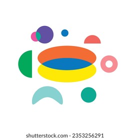 A collection of unique shapes in risograph style