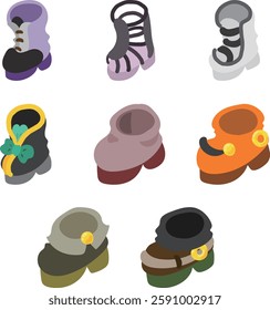 A collection of unique and stylish footwear! These fun and fashionable shoe  illustrations.