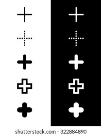 A Collection of Unique Vector Plus Symbols in Black and Reverse