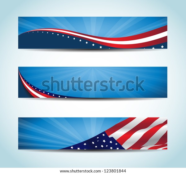 Collection United States Flag Conceptual Banners Stock Vector (Royalty ...