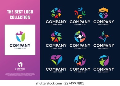 collection of unity, diversity, community logo design template