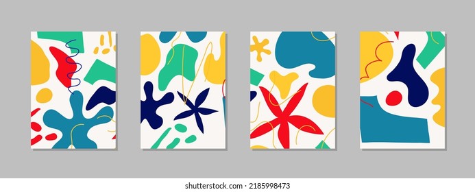 Collection of universal artistic abstract backgrounds. Graphic design for banner, poster, card, cover, invitation, placard, brochure, flyer, social media decor. Vector art.
